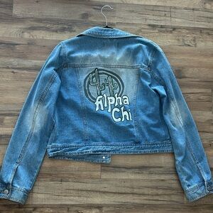 Alpha Chi Omega Denim Jacket - Hand Painted
